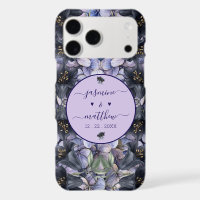 Moody Black Floral Classic Couple Names Wedding