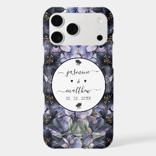 Moody Black Floral Classic Couple Names Wedding