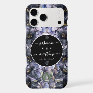 Moody Black Floral Classic Couple Names Wedding