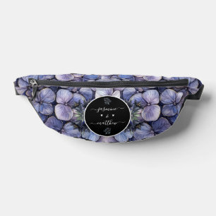 Moody Black Floral Classic Couple Names Wedding Bum Bags