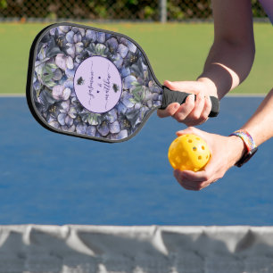 Moody Black Floral Classic Couple Names Wedding Pickleball Paddle
