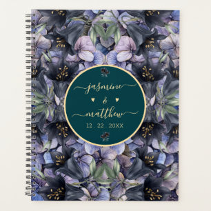 Moody Black Floral Classic Couple Names Wedding Planner