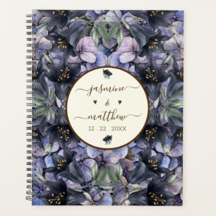 Moody Black Floral Classic Couple Names Wedding Planner