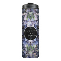 Moody Black Floral Classic Couple Names Wedding