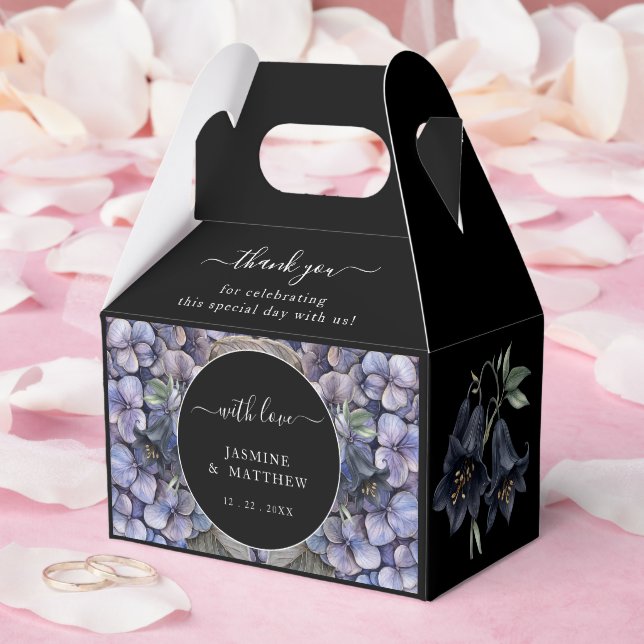 Moody Black Floral Classic Thank You Chic Wedding Favour Box (Wedding)