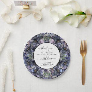 Moody Black Floral Classic Thank You Chic Wedding Paper Plate
