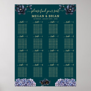 Moody Black Floral Classic Wedding Seating Chart