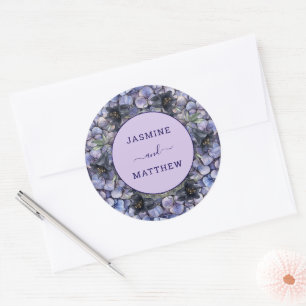 Moody Black Floral Classic Whimsical Chic Wedding Round Sticker