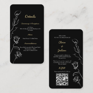Moody Black Hand Drawn Floral Elegance Wedding Enclosure Card