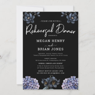 Moody Black Rose Classic Wedding Rehearsal Dinner Invitation