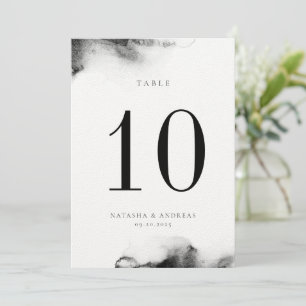 Moody Black Watercolor Wedding Table Number Card
