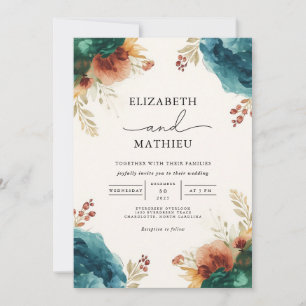Moody Bloom Floral Wedding Invitation