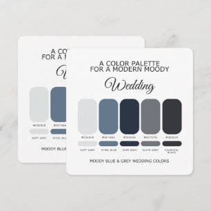 Moody Blue and Grey Wedding Colour Palette Card