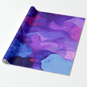 Moody Blue and Purple Abstract Colour Blend Wrapping Paper