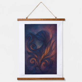 Moody Blue & Copper Abstract Botanicals Hanging Tapestry