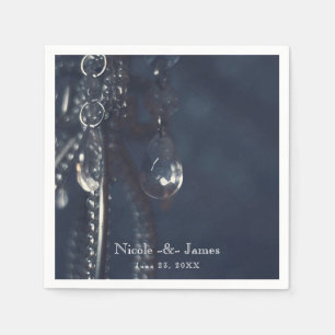 Moody Blue Crystal Elegant Chic Wedding Reception Napkin