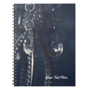 Moody Blue Crystal Elegant Romantic Chic Glam Spiral Notebook