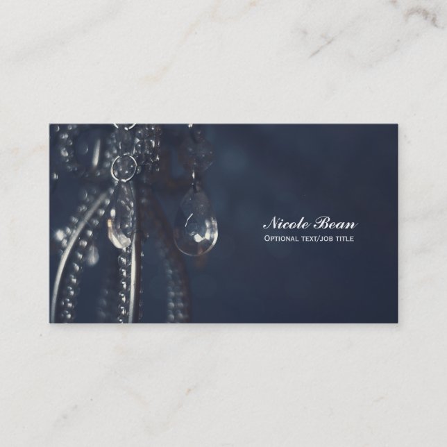 Moody Blue Crystal Glam Elegant Romantic Chic Business Card (Front)