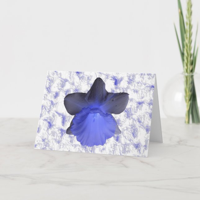 Moody Blue Dripping Daffodil Greeting Card (Front)