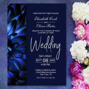 Moody Blue Floral Wedding Invitation