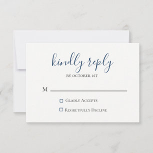 Moody Blue Metallic Wedding RSVP Card
