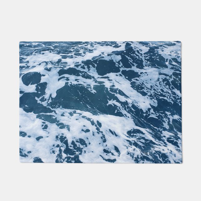 Moody Blue Ocean Waves Doormat (Front)