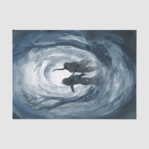 Moody blue watercolor Moon goddesses decoupage Tissue Paper