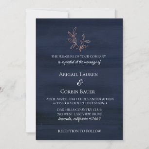 Moody Blue Watercolor Wedding Invitation