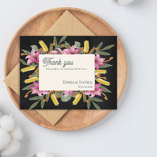 Moody Blush Lily Elegant Floral Wedding Thank You Postcard