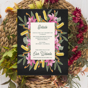 Moody Blush Lily Wedding Details Information Enclosure Card