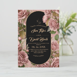 Moody Blush⎮Roses Floral Boho Wedding Invitation