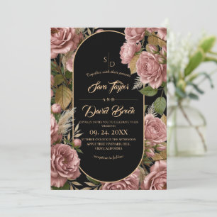 Moody Blush⎮Roses Floral Boho Wedding Invitation