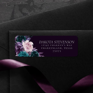 Moody Boho Dark Eggplant and Mauve Roses Address