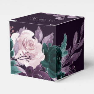 Moody Boho   Dark Eggplant Purple and Teal Bouquet Favour Box