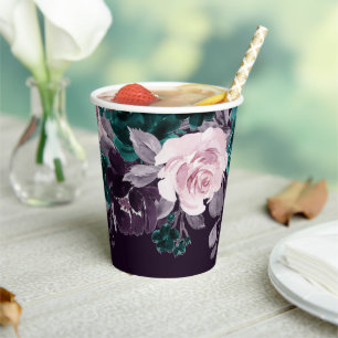 Moody Boho   Dark Eggplant Purple and Teal Garland Paper Cups