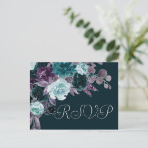 Moody Boho   Deep Teal Turquoise Purple RSVP Meal Postcard