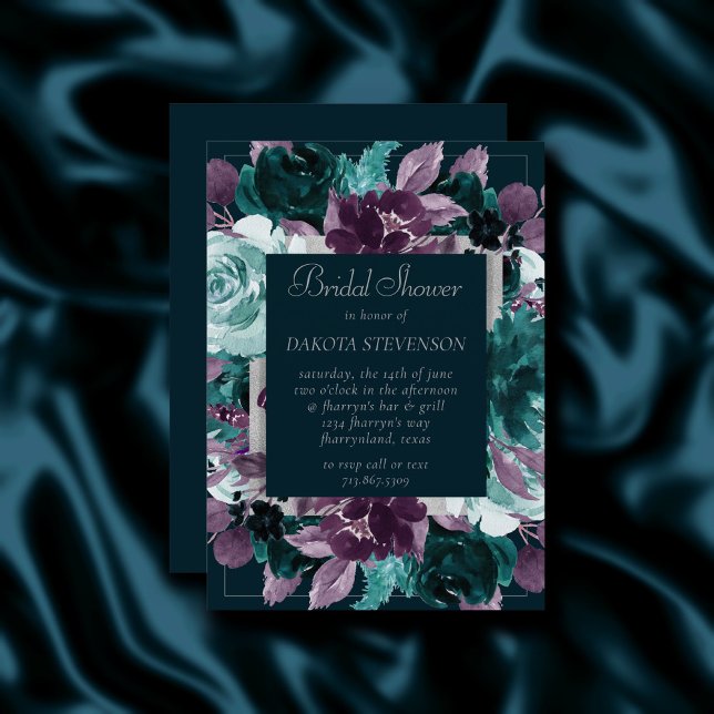 Moody Boho | Deep Teal Turquoise Purple Shower Invitation (Creator Uploaded)