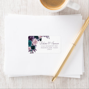Moody Boho   Eggplant Purple and Teal Address Label