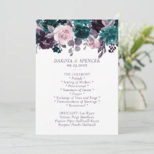 Moody Boho   Eggplant Purple and Teal Rose Garland Programme