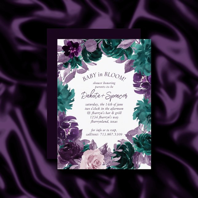 Moody Boho | Eggplant Purple Baby in Bloom Shower Invitation (Creator Uploaded)