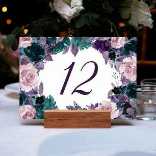 Moody Boho   Eggplant Purple Dark Floral Frame Table Number