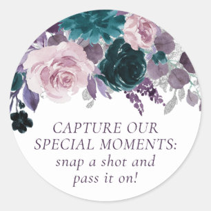 Moody Boho Eggplant Purple Disposable Camera Classic Round Sticker