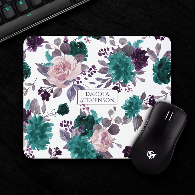 Moody Boho | Eggplant Purple Floral Custom Mouse Pad (Creator Uploaded)