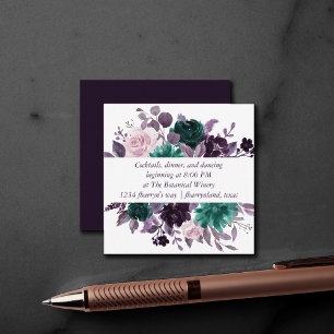 Moody Boho   Eggplant Purple Floral Reception Enclosure Card