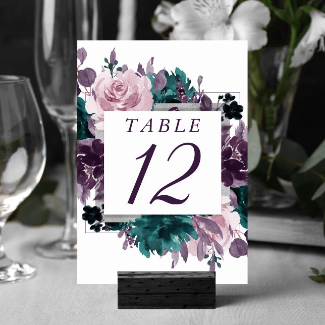 Moody Boho | Eggplant Purple Floral Wreath Frame Table Number (Creator Uploaded)