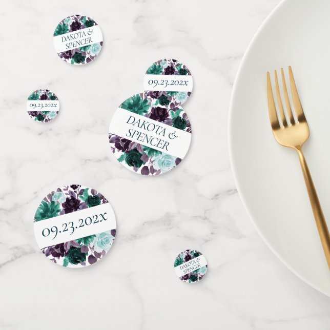 Moody Boho | Teal and Purple Dark Floral Custom Confetti (Group)
