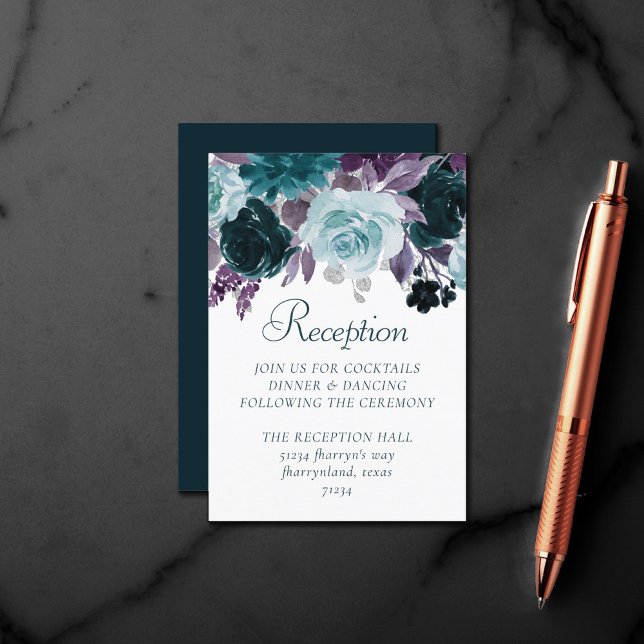 Moody Boho | Teal Turquoise and Purple Reception Enclosure Card (Creator Uploaded)