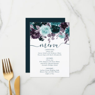 Moody Boho   Teal Turquoise Purple Floral Garland Menu