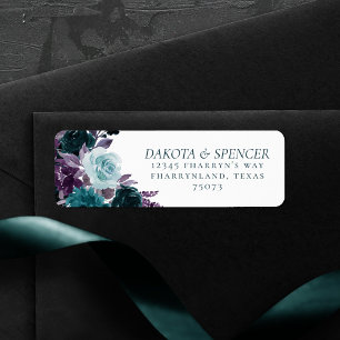 Moody Boho Teal Turquoise Purple Rose Address