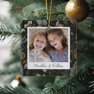 Moody Botanical Double Sided Personalised Photo Ceramic Ornament